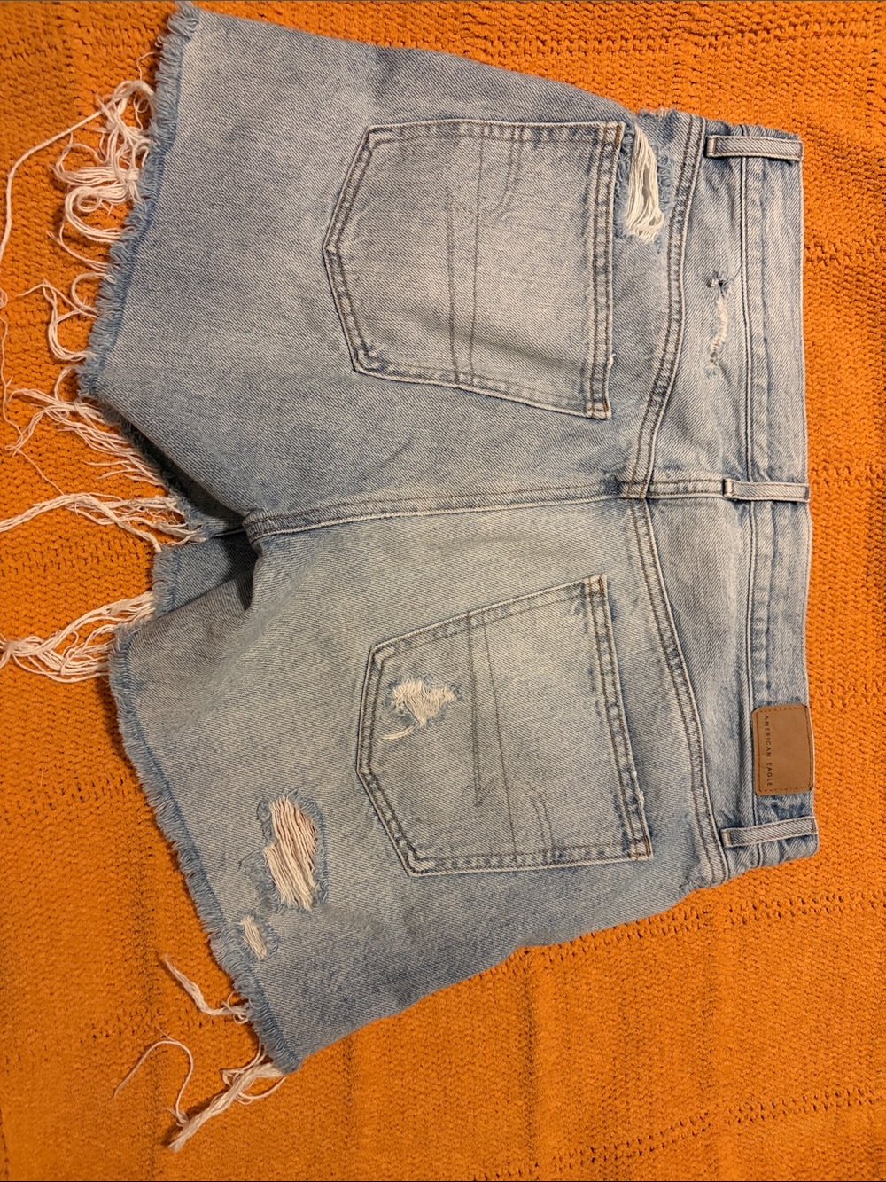 American Eagle Outfitters Light Wash Distressed Denim Shorts - Picture 3 of 3